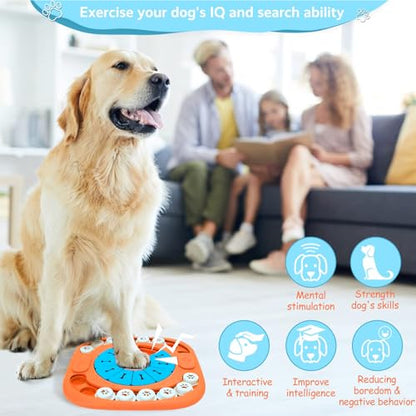 FOXMM Dog Puzzle Toys,Interactive Treat Puzzle Dog Toy for IQ Training & Mental Stimulating,Treat Puzzle Dispensing with Squeaky Design for Large Medium Small Smart Dogs - style: M-Level 3（Orange）