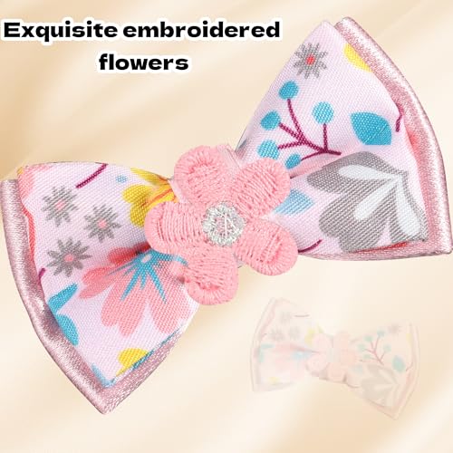 Cat Collar Breakaway, HYQHYX Floral Kitten Collar with Bell, Cute Cat Collar with Bow for Girl Boy Removable Bowtie - color: Pink + Purple + Green