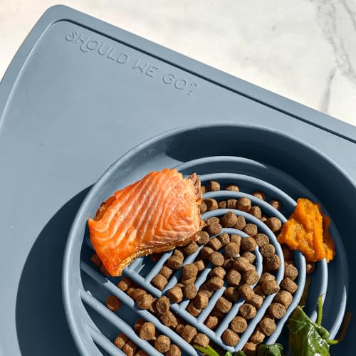 Should We Go? Slow Feeder for Dogs & Puppies, The Slowdown Bowl Silicone Slow Eating, Modern Lick Mat Design, Reduces Gulping, Fits 2 Cups, 7.5” Across x 1.5” Tall, Mealtime Challenge, Medium-Ocean - color: Ocean - Rainbow Design, size: Medium (7.5” Acros