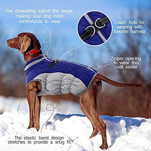 FUAMEY Dog Coat for Small Dogs,Waterproof Dog Winter Jacket with Harness Built in Puppy Cold Weather Coats Reflective Pet Vest with Zipper Warm Fleece Dogs Snowsuit Windproof Blue XS - color: Blue, size: XS(chest:14in)