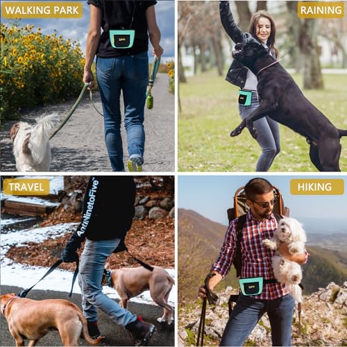 SZO Dog Treat Pouch with Pet Training Clicker, Dog Training Treat Pouch with Waist Belt Clip, Magnetic Closure, Hands-Free Training - Black&Green - color: 305 GreenBlack