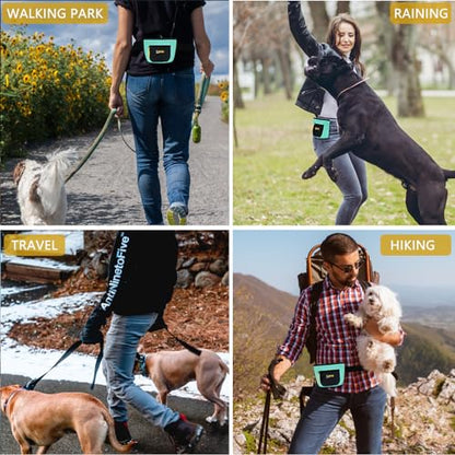SZO Dog Treat Pouch with Pet Training Clicker, Dog Training Treat Pouch with Waist Belt Clip, Magnetic Closure, Hands-Free Training - Black&Green - color: 305 GreenBlack