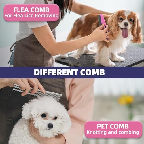 Dog Brush for Shedding,6 PCS in One Pet Slicker Hair Brush Kit Organizer Bag - Dog Cat Grooming Deshedding Undercoat Rake Brush Comb for All Small Large Dogs Cats Pink - color: 6-Pink