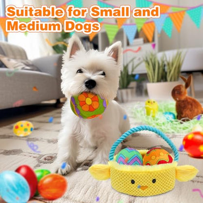 Easter Dog Toys, Easter Basket Hide and Seek Dog Toy, Squeaky Interactive Puzzle Dog Toys Built-in Crinkle Paper for Boredom and Stimulation, Easter Dog Gifts for Small and Medium Dogs - style: L-Basket