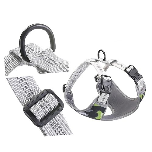 Adjustable Reflective Dog Harness Vest for No Pull Comfort Breathable Pet Chest Straps for Enhanced Visibility at Night Fit for Breeds Green