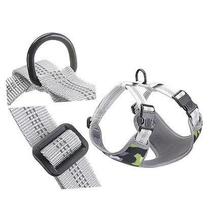 Adjustable Reflective Dog Harness Vest for No Pull Comfort Breathable Pet Chest Straps for Enhanced Visibility at Night Fit for Breeds Green