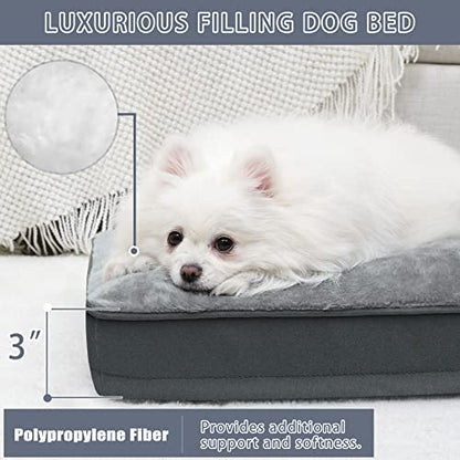 Dog Crate Bed Waterproof Deluxe Plush Dog Beds with Removable Washable Cover Anti-Slip Bottom Pet Sleeping Mattress for Large, Medium, Jumbo, Small Dogs, 23 x 17 inch, Gray - color: Grey, size: 23.0"L x 17.0"W x 3.0"Th
