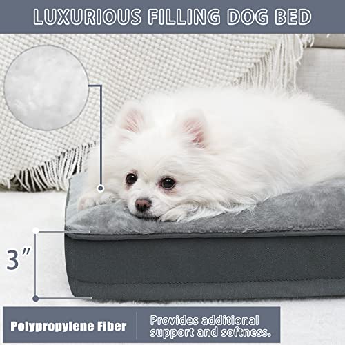 Dog Crate Bed Waterproof Deluxe Plush Dog Beds with Removable Washable Cover Anti-Slip Bottom Pet Sleeping Mattress for Large, Medium, Jumbo, Small Dogs, 29 x 18 inch, Gray - color: Grey, size: 29.0"L x 18.0"W x 3.0"Th