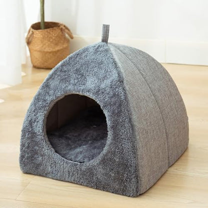 Eforcase Cat Cave Bed for Indoor Cats - Foldable House Tent With Removable Cushion Pad - Soft Enclosed Covered Pet Bed for Kittens - size: Small