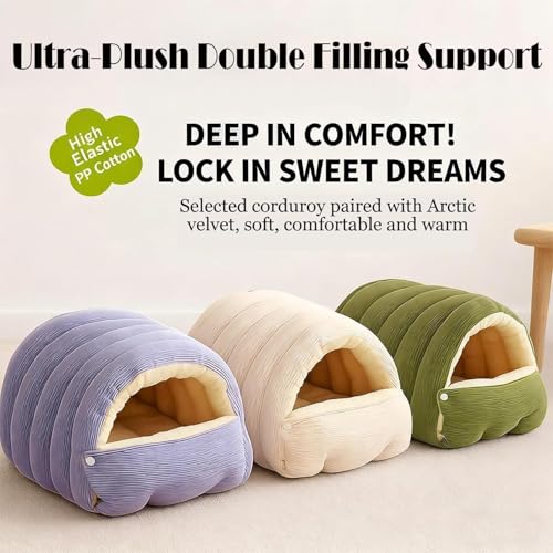 Cozy Monster Cat Bed, 2026 New Upgrated Warm Cat Bed for Winter, Cats Sleeping Bag for Indoor Cats, Calming Plush Anti-Anxiety Cuddler Beds with Washable Removable Cushion (1PC-Green)