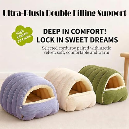 Cozy Monster Cat Bed, 2026 New Upgrated Warm Cat Bed for Winter, Cats Sleeping Bag for Indoor Cats, Calming Plush Anti-Anxiety Cuddler Beds with Washable Removable Cushion (1PC-Green)
