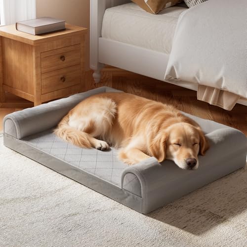 Simple Trending Dog Bed for Large Dogs, Orthopedic XL Pet Bed with Sides, Waterproof Egg Crate Foam Couch Sofa with Removable Cover and Anti-Slip Bottom, Grey - color: Grey, size: 36"L x 27"W x 6.5"H