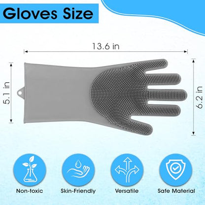 Pet Grooming Gloves - High-Density Silicone Gloves with Enhanced Five Finger Design for Massaging and Bathing Dogs and Cats (Grey) - color: Gray