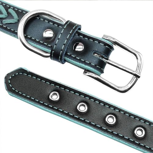 Personalized Dog Collar, Braided Custom PU Leather Dog Collars with Name and Phone Number Engraved Nameplate for Small Medium Large Dogs (Dog Collar)
