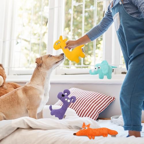 Squeaky Dog Toys, Cute Plush Toy for Dogs Indoor Play, Interactive Dog Toys with Non-Shedding Material for Small and Medium Dogs - Dog - style: B-Dog