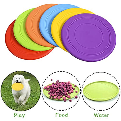 Bvrbaory 6 Pack Dog Flying Discs - Interactive, Soft Floating Saucer for Small, Medium Dogs - Safe on Teeth