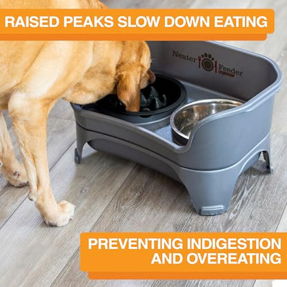 The Niner Slow Feed Bowl - Raised Peaks Slow Down Pets Eating - Fits Elevated Feeders Including Neater Feeder Large Sizes - Gentle on Teeth and Gums - Holds up to 2 Cups (Black) - color: Black