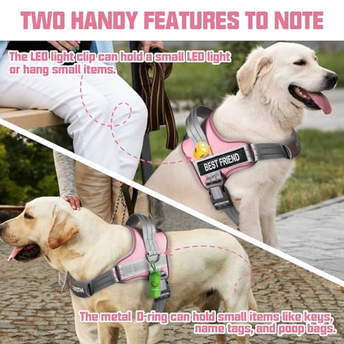 AUROTH Dog Harness and Leash Set, Soft Padded Service Dog Vest with 5.25FT Dog Leash, No Choke, Easy On Pet Vest, Adjustable Reflective No Pull Dog Harness Small Sized Dog, Easy Walking and Training - color: Pink, size: Small
