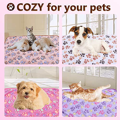 Doovid Pet Blanket Soft Fluffy Fleece Pet Mat Doggy Flannel Blanket Dog Cat Cute Paw Print Pet Blankets Brown Paw Medium(30''*20'') - color: Brown Paw, size: Medium(30''*20'')