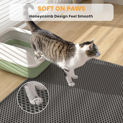 Pieviev 2 Packs Cat Litter Mat Double Layer Waterproof Urine Proof Trapping Mat (30''X24'', Black) - color: Black