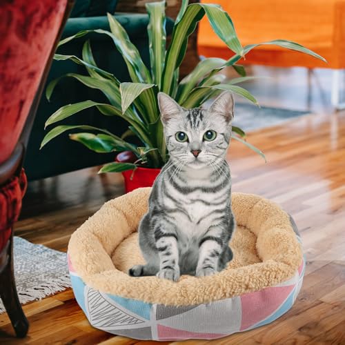 Washable Round Dog Bed and Cat Cushion, Wear-Resistant Small Medium Pet Pad, Soft Cozy Indoor Bed for Puppies and Cats