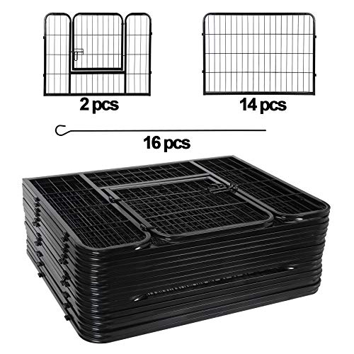 ZENY Dog Playpen 24 Inch 16 Panels, Heavy Duty Pet Dog Pen Indoor, Metal Dog Fence with Doors, Foldable Animal Outdoor Exercise Pen for Yard, RV, Camping