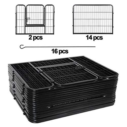 ZENY Dog Playpen 24 Inch 16 Panels, Heavy Duty Pet Dog Pen Indoor, Metal Dog Fence with Doors, Foldable Animal Outdoor Exercise Pen for Yard, RV, Camping