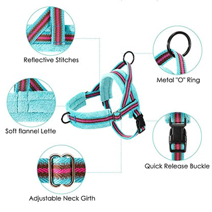 Lukovee No Pull Dog Harness and Leash Set, Soft Padded Small Dog Harness, Neck & Chest Adjustable Reflective Vest Puppy Harness with 4ft Lightweight Anti-Twist Dog Leash for Small Dogs (XS, 01-LBL) - color: Light Blue - with Stripe, size: XS ( Chest 14''