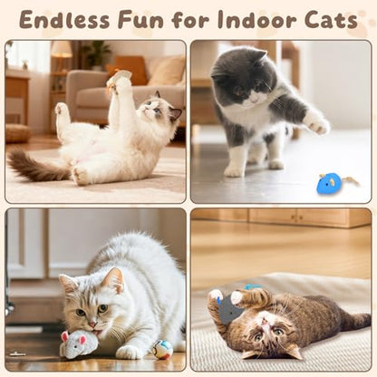 20PCS Cat Catnip Mice Toys, Mouse Toys for Cats, Interactive, Encourages Agility, Coordination, for Indoor Cats and Kittens, Cat Chew Toy for Exercise for Pet Cat Kitten Kitty