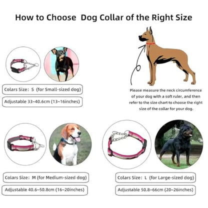 Martingale Dog Collars with Stainless Steel Chain, Reflective No Pull Walking Training Collar with Quick Release Buckle, Adjustable Slip Chain Nylon Dog Collars for Small Medium Large Dogs - color: Red and blue, size: Medium