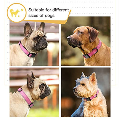 HEELE Dog Collar, Reflective Dog Collar, Soft Neoprene Padded Breathable Nylon Pet Collar Adjustable for Small Dogs, Pink, S(10.23-14.96") - color: Pink, size: Small (10.23-14.96")