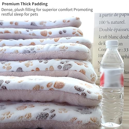 Reversible Coral Fleece Pet Blanket, 12 Designs 6 Sizes for Dogs/Cats/Rabbits, Scratch-Resistant Machine-Washable, Sofa Protector & Warm Pad, Fits 0-60 Lbs Pets (33''x22.4'', Light Gray) - size: 33''x22.4''