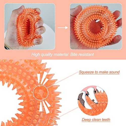 Andiker Squeaky Dog Toy, TPR Chewable Dog Toys for Teeth Grinding&Cleaning Dogs Fetch Toys for Enhancing Interactivity Outdoor Suitable for All Dog Sizes Puppy’s Gifts and Dog Lovers (Large Orange) - size: Large Orange
