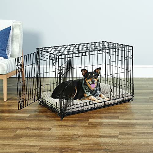 Midwest Homes for Pets 36-Inch New World Crate for Medium-Large Breeds, 41-70 lbs, Double Door Folding Dog Crate, Leak-Proof Tray & Secure Latches, Portable, Durable & Easy to Assemble - size: 36.0"L x 23.0"W x 25.0"H