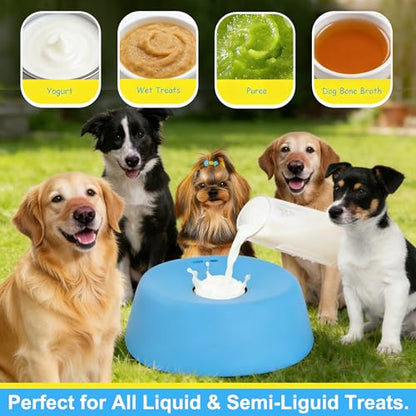 Slow Feeder Dog Bowl for Liquid Treats – Rolling Ball Dog Lick Bowl, Easy-Clean Puppy Lick Toy for Bone Broth, Yogurt & Post-op Nutrition, Best Used on Carpet or with Non-Slip Mat