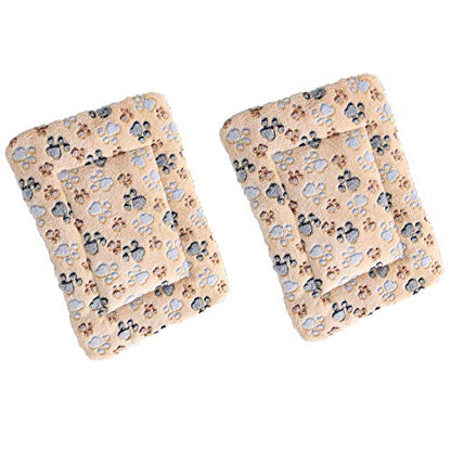 2 Pcs Pet Bed Mats. Ultra Soft Pet (Dog/Cat) Bed with Cute Prints. Reversible Faux Lambswool Kennel Pad for Medium Small Dogs and Cats. Machine Washable Pet Bed. - size: 22.5"L x 15.0"W x 1.2"Th