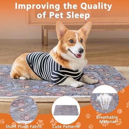 Dog Bed Mat,Soft Dog Kennel Pad with Cute Pattern,Multi-Size Durable & Machine Washable,Pet Pad for Dogs & Cats (Gray Paw, X-Large) - color: Gray Paw, size: 33.1''L×22.4''W×1.4''Th