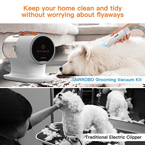 AIRROBO Dog Grooming Vacuum Kit,12000Pa Strong Pet Vacuum for Shedding,Grooming Hai,Quiet,PG100,2L Large Capacity - color: White-5-in-1
