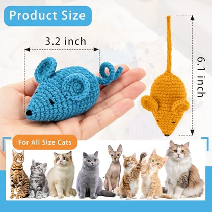 Retro Shaw Catnip Toys Crochet Mice Cat Toys, 3 Pcs Durable Yarn Cat Mouse Toys for Indoor Cats, Stuffed with Natural Catnip & Silvervine Blend, Handmade Interactive Kitten Chew Toy for Teeth Cleaning - style: Mice-3
