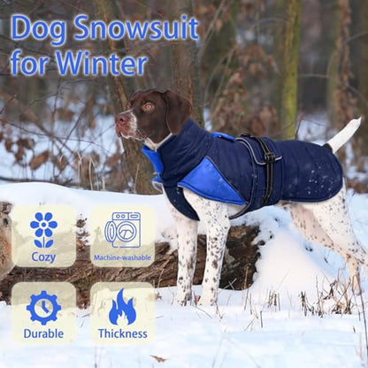 MIGOHI Waterproof Dog Winter Coat - Thick Dog Fleece Jacket with Reflective Strips, Warm Winter Snowsuit Sweater for Small Dogs,Machine Washable,French Bulldog,M,DarkBlue - color: DarkBlue, size: Medium