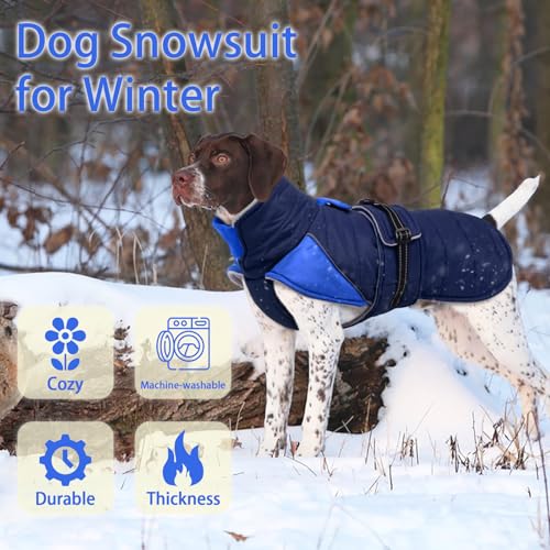 MIGOHI Warm Dog Jacket - Waterproof Small Dog Coat with Furry Collar, Windproof Dogs Fleece Vest, Reflective Cold Weather Coats for Small Dogs, Adjustable Buckle,Poodle,S,DarkBlue - color: DarkBlue, size: Small