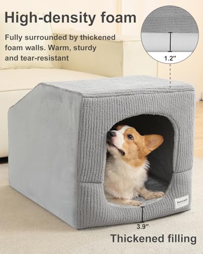Indoor Dog House for Extra Large Medium Small Sized Dogs - Dog Tent with Washable Removable Cover, Pet Orthopedic Dog Cave Bed Egg-Crate Foam Cushion, Inside Dog House Large Space(L) - size: Large (26"L x 20"W x 20"Th)