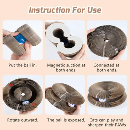 Magnetic Magic Organ Cat Scratcher Toy, Extra-Thick & Large Connectable Cardboard Scratching Board with Bell Ball, Interactive Enrichment Toy for Indoor Cats & Kittens (2 Pack) - size: 2 Pack
