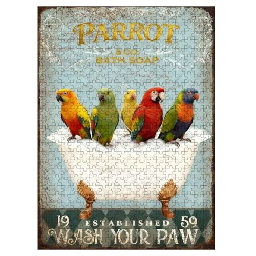1000 Pieces Wooden Jigsaw Puzzle Five Colorful Parrots in Bathtub Hand Eye Coordination Training Fine Motor Skills Development 29.5x19.7 Inch - color: Wooden Puzzle11, size: 1000 Piece pcs