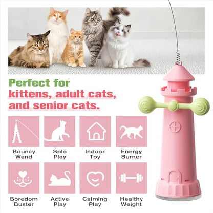 Sedioso Interactive Cat Toy, Suction Cup Cat Wand Toy with 2 Play Modes, Self-Play Enrichment Cat Toy, Indoor Boredom Relief & Exercise for Cats