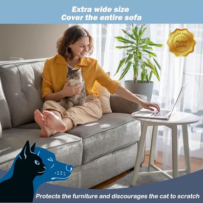 Cat Scratch Furniture Protector 12 Pack Cat Anti-Scratch Deterrent Tapes, Premium Couch Protector with Strong Stickiness - size: 12 Pack