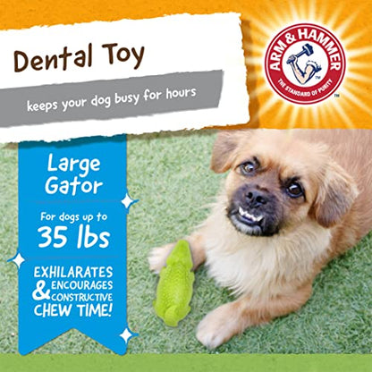 Arm & Hammer for Pets Super Treadz Gator Chew Toy - Best Chew Toys Reduce Plaque & Tartar Buildup Without Brushing - for Dogs up to 35 Lbs (Pack of 12) - size: Large (Pack of 12), style: Gator