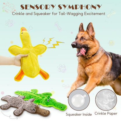 No Stuffing Dog Squeak Toys-3 Pack Chew Toys for Small Medium Large Breed- Durable Puppy Teething Interactive to Keep Them Busy- Best Birthday Gift - color: Yellow&Coffee&Green