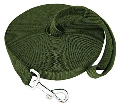 TAIDA 20ft 30ft 40ft 50ft Nylon Long Training Dog Leash for Small Medium Large Dogs, Long leashes Dog/Puppy Lead for Obedience Recall Training, Camping, or Backyard, 1 inch Wide (50 Foot, Green)