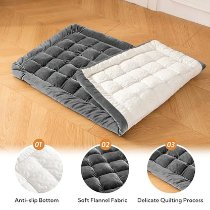 Dog Bed for Car Back Seat Soft Plush Backseat Pet Bed Mat Non-Slip Travel Pet Mat, Fuzzy Plaid Dog Seat Cover, Fit for Backseat Extenders and Trucks SUVs (Glossy-Dark Gray, 54" x 24.8") - color: Glossy-Dark Gray